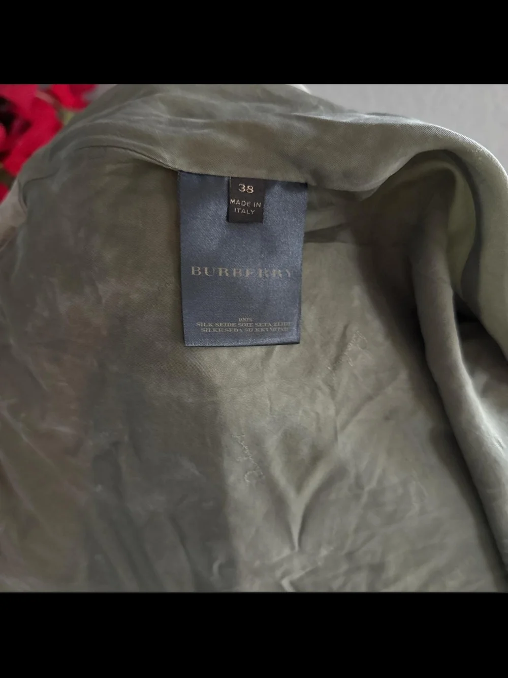 Burberry Taupe Silk Pleated Double-Breasted Trench Coat - Picture 6 of 8
